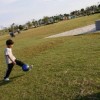 月見ヶ丘公園でサッカー