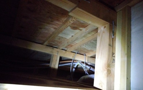 天井点検口から屋根へと侵入